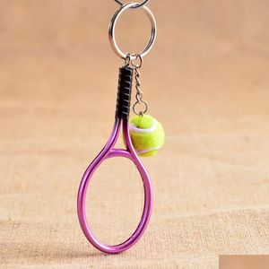 Keychains Cute Sport Mini Tennis Racket Pendant Keychain Keyring Key Chain Ring Finder Holer Accessories Presents To Teenage Fan Drop DHHPW