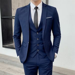 Ternos masculinos Blazers Casamento para homens JacketsPantsvest Sets Groom Groom Formal Dress Vestido macho machos Empresas sólidas Casual Slim Fit Tamanho 6xl 220909