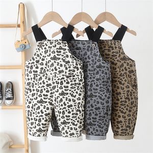 Overaller Yatfiml Spring Autumn Leopard Overall Corduroy Pocket Trousers Casual Loose Toddler Bib Pants Baby Boys and Girls Clothing 220909