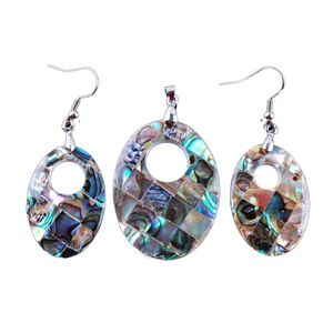 Luxury Natural Egg-Shape Abalone Shell Bridal Earring Jewelry Sets Women Statement Colourful Pendant Earrings Set For Wedding Q3000