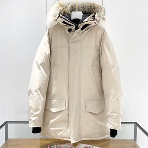 Herren-Daunenparkas, Winter-Pufferjacke für Männer, großer Wolfspelz, mit Kapuze, langer Parka, modisch, verdickt, warm, lässig, Oberbekleidung, Daunenmäntel, Damenbekleidung, 220909