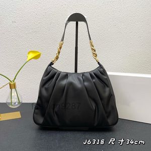 designerväskor Kedja Damunderarm Axelväskor Ruched Hobo Handväska Dam Tote Clutch Handväska Spänne Stängning Mode Klassiskt Retro Läder Ba