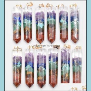 Charms Retro Colorf Stone Charms Natural Amethyst Lapis Lazi 7 Colors Laryes Beads Pillar Pendants Wholesale Drop Delivery 2021 Jewel Dhjtu