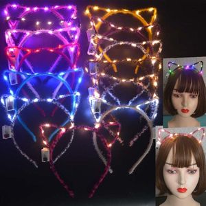 Hair Accessories Glowing Cat Ear Headband LED Flash Lights Headwear Gift Cosplay Birthday Neon Party Wedding Costume Halloween Christmas 220909