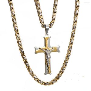 Pendant Necklaces Fashionable Jesus Christ Cross Crucifix Stainless Steel Necklace Unisex