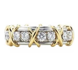 Paar ringen Sterling Silver Cross Separation Ring Volledige diamant Tifring Designer Liefde voor vrouwen Mens luxe verloving Nagelhuwelijk