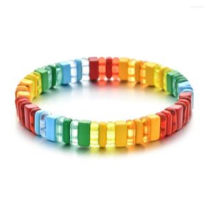 Bracelets de charme Zmzy Trendy colorido acrílico metal contas para mulheres estiram jóias