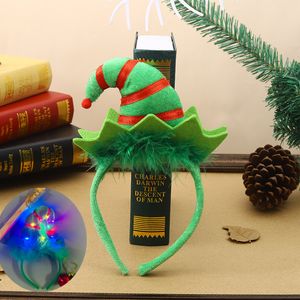 Hårtillbehör Glow Light Up Pannband Green Elf Hat Party Giver Kids Adults Girls Led Lamp Cosplay Birthday Wedding Halloween Christmas 220909