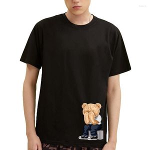 Heren t shirts shirt voor mannen met korte mouwen mode mode casual stijl katoen mannelijk grappige grafische top zomer huilende beer cool spul
