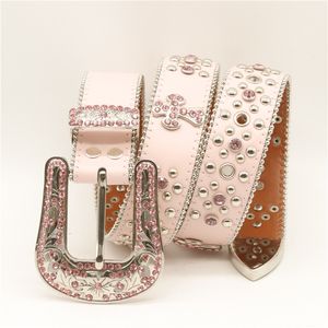 Design de moda diamante cinturões de shinestone cravejados para mulheres Pu couro Jean Belt