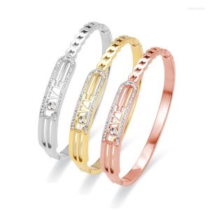 Bangle FYSARA Design Stainless Steel Gold Silver Rose Color Love Letter Thick Bracelets For Women Men Fashion Party Jewelry