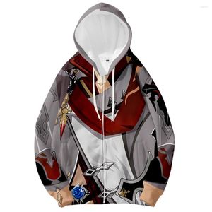 Мужские куртки EST 3D Genshin Impact Zipper Cooled Swathirts Мужские женщины косплей наряды осенние игровые штучки штучки одежда одежда