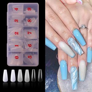 Unghie finte 500 pezzi in scatola Ballerina Nail Art Tips Bara ABS gel acrilico artificiale Set manicure UV Ongle trasparente