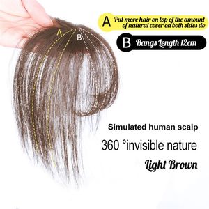 Top-Clip in Haarverlängerungen großhandel-3D Fringe Bangs Human Hair Toper Extension Clip in Kronhaarstück mit Tempeln für Frauen kurzwinkel Brown237p