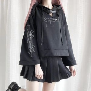 Damen Hoodies Goth Lolita Hoodie Frauen Kawaii Harajuku Sweatshirts Dark Academia Ästhetisches Top Koreanische Mode Gothic Kleidung