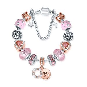 925 Sterling Silver Murano Lampwork Charm Bead fit European Pandora Bracelets Women DIY You Melt My Heart Charm Beads Snake Chain Fashion Jewelry