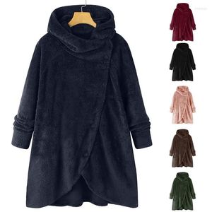 Kvinnorjackor Kvinnor Plus -storlek Fashion Knappar Teddy Plush Jack Coat Case Hooded Warme Streetwear Kvinnlig vinterlång ärm