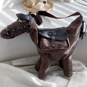 Bolsas noturnas 3D Pony Donkey Horse Shape para mulheres Travel Pack Mochila Bolso Messenger Bag Feminino Creative Animal Design Bolsa
