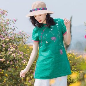 Ubranie etniczne Tradycyjny chiński styl plus rozmiary dla kobiet ubrania 2022 Summer Cheongsam Top Hafdery Hanfu Vintage Bluzka 11802