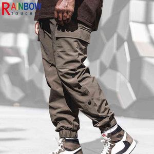 Mäns byxor Rainbowtouches Men's Casual Fitness Pants Dubbel Row Buckle Binding Foot Opening Folid Color Stora ficklast Sportbyxor T220909