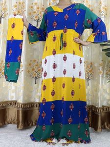 Estilo étnico estilo de manga longa de manga longa dashiki impressão floral algodão abaya caftan elegante senhora de verão maxi vestidos casuais vestidosethnic