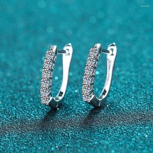 Stud Earrings Moissanite Hoop Sterling Silver For Women Personalized Simple Single Row Diamond Jewelry