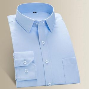 Men's Dress Shirts Men's Long Sleeve Shirt Casual Solid Color Routine Fit Design Business Male Social Pink White Blue Black Twill