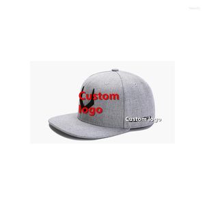 Bollm￶ssor Anpassade hiphop -platt rim snapback vuxna barn baseball logotyp 3D broderi snap hattar