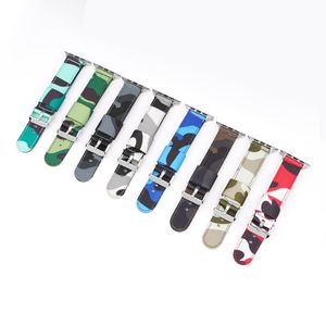 Camo Nylon Strap For Apple Watch Series 8 7 6 5 4 3 SE band Luxury Wristband Iwatch Band 49mm 45mm 41mm 42mm 44mm 40mm 38mm Replaceable Watchband Accessories