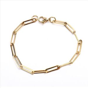 1 pc mm roestvrijstalen link kabelketen armbanden voor vrouwen mannen goud zilveren kleur ovale armband sieraden cm long262s