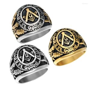 رواتب الكتلة Freemason Men Gold Gold Free Mason Master Stains Stains Steel Ring