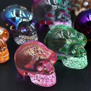 Pendant Necklaces 9pcs/lot 21 27mm Color Plating Quartz Crystal Skull Pendulum Druzy Reiki Healing Amulet Wholesales Items For