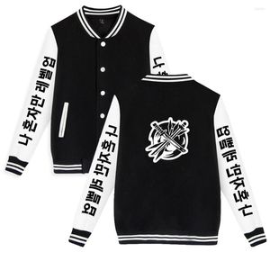 Jackets masculinos solo de nivelamento agasalho jaqueta beisebol moletom masculina harajuku streetwear coreano manga roupas mais tamenho