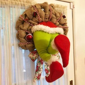 As decorações de Natal levam a Páscoa Big Thief Burlap Stealer Design Home Door Front Door Greath Hoop Xmas Decor 220909