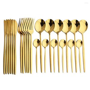 Dinnerware Sets 24/16Pcs Gold Tableware Set Stainless Steel Flatware Spoon Knife Fork Dinner Cutlery Western Kitchen Silverware