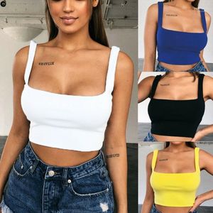 Women's Tanks 2022 Women Fashion Summer Sexy Tops Vest Casual Crop Cami Camisole Short Top T-Shirts Black White Yellow Blue Top1