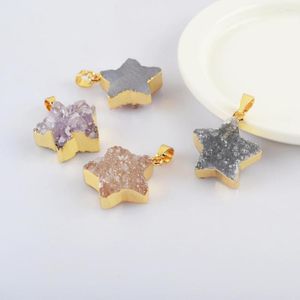 Pendant Necklaces BOROSA 5/10PCS Mix Color Gold Plated Star Agate Druzy For Women's Earrings And G2023