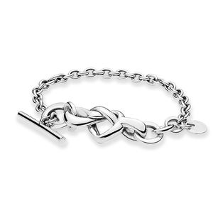 Geknotetes Herz-T-Bar-Armband, authentischer Sterling-Silber-Damen-Hochzeitsschmuck mit Originalverpackung für Pandora-Handkettenarmbänder, Freundin-Geschenk