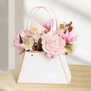 Present Wrap 4st Flower Rose Wrapping Paper Boxes Floral Plastic Party Packaging Box Bag Valentine's Day Wedding Deco