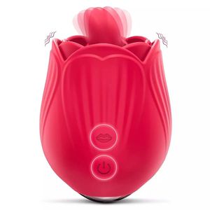 Powerful Rose Toy Vibrator with Tongue Licking Oral Nipple Clit Clitoris Stimulator Female Sex Toys