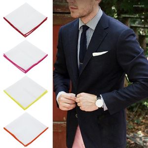 Bow Ties 1pc herrar Cotton White Pocket Square Solid näsduk Chest Handduk Hanky ​​Wedding Formal Hanks Suit 23x23cm