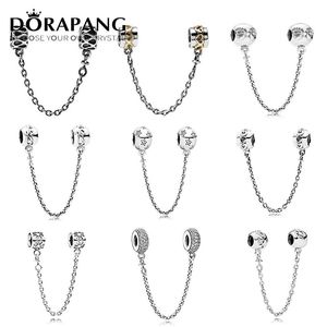 Dorapang Sterling Silver Pan Safety Chain Love Surnds Fixed Buckle Bead Collocation Bracelet DIY Factory Whole2551