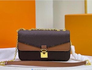 Marceau Bag designer kvinnor S-Lock Chain Bags Flap Pr￤gling Monos kuvert retro damer handv￤ska L￥ng perforerad kedjor l￤der axelv￤ska crossbody lappt￤cke