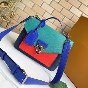 Kobiety torebki torby krzyżowe torby Messenger Torby Cowhide skórzana patchwork Kolor Magnetic Hasp Sier Lock Hardware