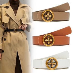 Celra Plum Blossom Buckle Fashion Ladies Belt em volta da cor machuclel Soll Solid for Women Jeans Trench Coat