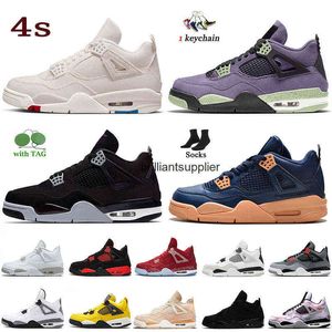 Boots Women Mens Jumpman 4 4s Black Cat Canvas Basketball Shoes Big Size US 13 Canyon Purple Columbia II Infrared Oklahoma Sooners Red on Sale