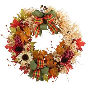 Decorações de Natal Festival Party Door Pomer Wreath Maple Maple Artificial Flear Stravo Arco redonda Casa Casa Ornamento de Garland de Garland 220909