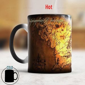 Muggar Ancient Old Map Magic Stave Mug 350 ml keramisk värmekänslig färg Byt kaffemjölke Friends gåva