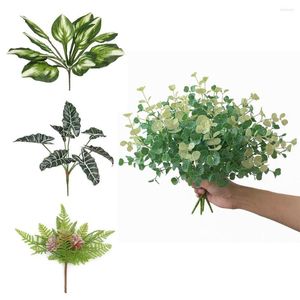 Dekoratif çiçekler yapay etli yeşil bitki yaprakları simülasyon sulu meyveler buket yeşim kalp yaprağı bitkileri ev için sahte bonsai şubesi