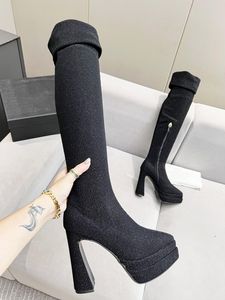 2022 New Women 's Boots Super High High High Heir Heel Boots the Knee Thin의 방수 플랫폼